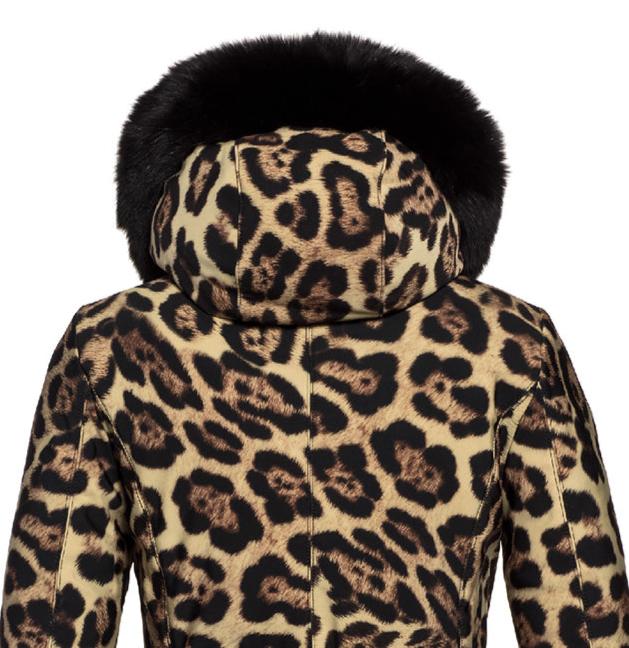 Goldbergh Felis Jaguar Print Ski Jacket with Faux Fur Hood