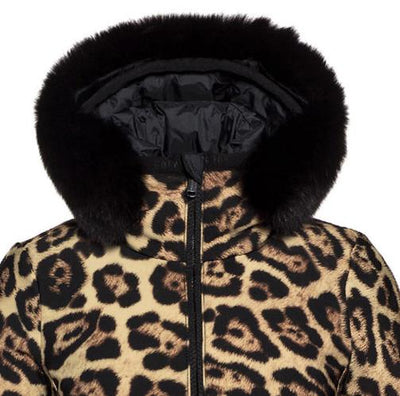 Goldbergh Felis Jaguar Print Ski Jacket with Faux Fur Hood