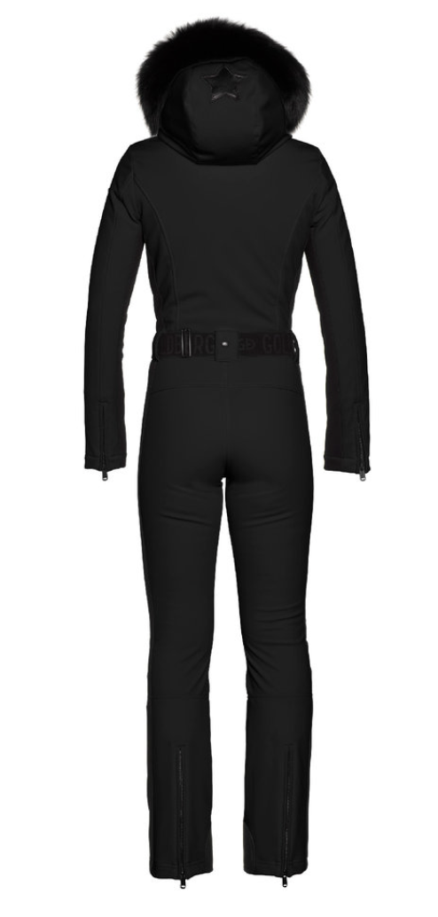 Goldbergh Parry One Piece Ski Suit in Black with Fur Hood